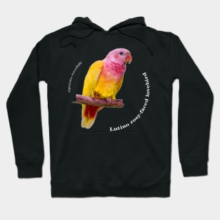 Lutino rosy-faced lovebird pin white text Hoodie